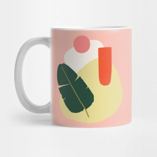 Minimalism abstract forms with tropical babana leaf and peach colors Mug